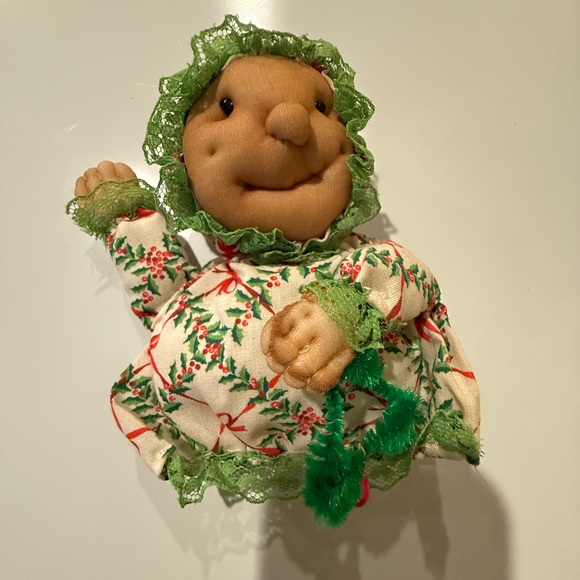 Handmade Other - Festive Holiday Doll with Green Accents